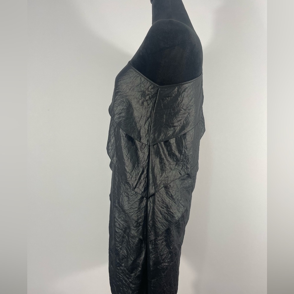 BCBG Maxazaria XS Black One Shoulder, tiered, 6 tier ruffle dress - Picture 3 of 10